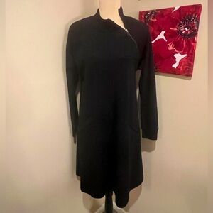 Liz Claiborne  Black 90s Era A-line mock neck, zipper Dress, size M